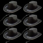 Led Flashing Black Sequin Cowboy Hat - Image 3