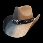 Men's Cowboy Straw Hat with Metal Bull