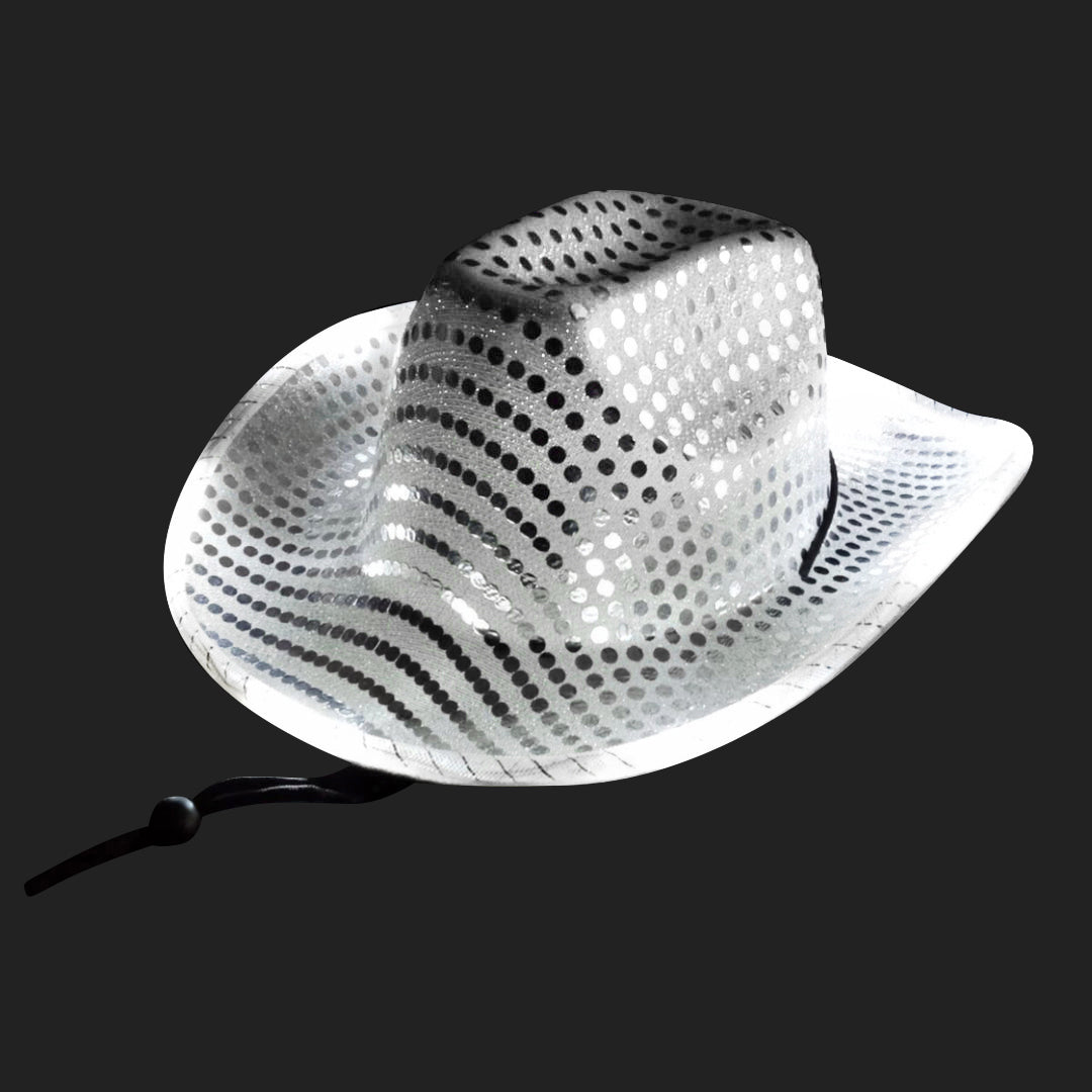 E29CD6B5-A9E6-45B5-82DE-E0559E7F7A21.jpg Silver Light Up Cowboy Hat - Image 1