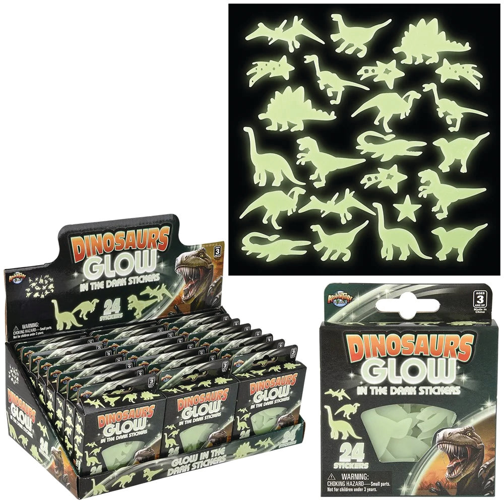 FABE8AFA-3F63-4C84-A1D5-CDD8E7F903A5.jpg Glow In Dark Dinosaur Stickers 24ct - Image 1