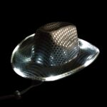 Led Flashing Black Sequin Cowboy Hat